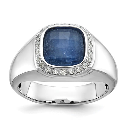 10K Weißgold 10kw Ibgoodman Herren Saphir Doublet Stein und Diamant Komplett Ring