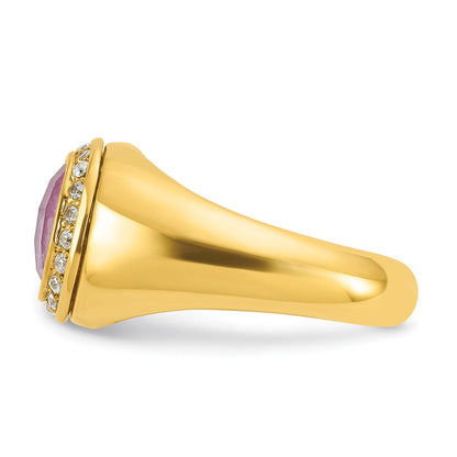 10K Gelbgold Ibgoodman Herren Rubin Doublet Stein und Diamant Komplett Ring