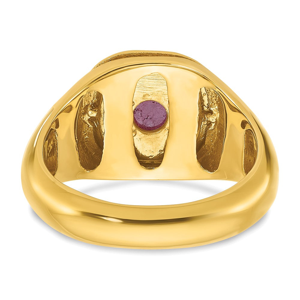 10K Gelbgold Ibgoodman Herren Rubin Doublet Stein und Diamant Komplett Ring
