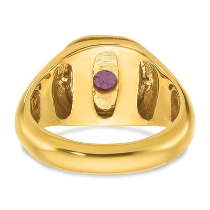10K Gelbgold Ibgoodman Herren Rubin Doublet Stein und Diamant Komplett Ring
