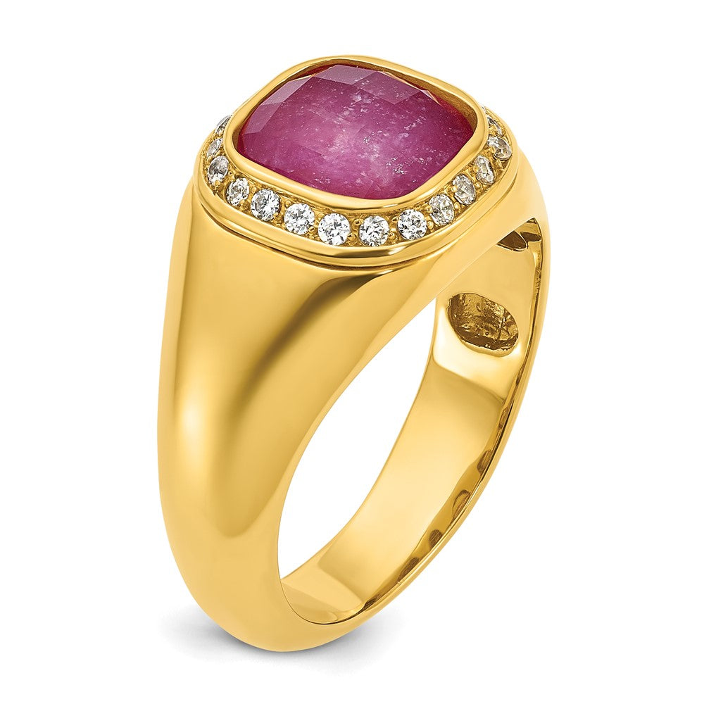 10K Gelbgold Ibgoodman Herren Rubin Doublet Stein und Diamant Komplett Ring