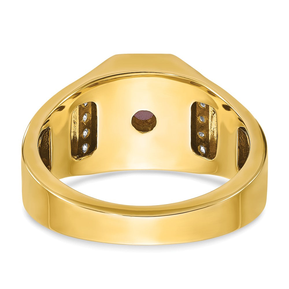 14K Gelbgold Herren Rubin Doublet Stein und 1/6 Karat Diamant Komplett Ring