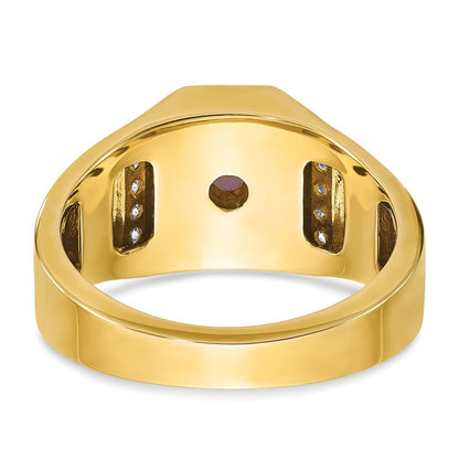14K Gelbgold Herren Rubin Doublet Stein und 1/6 Karat Diamant Komplett Ring