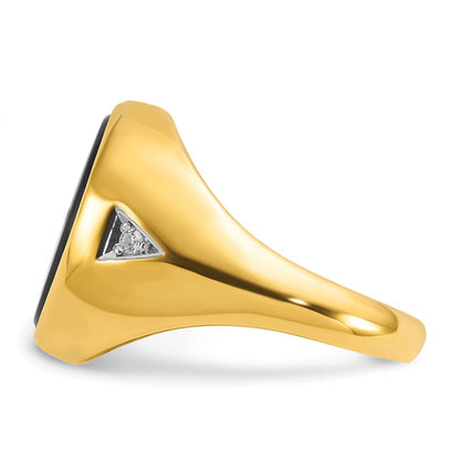 10K Gelbgold Ibgoodman Herren Oval Onyx und Diamant Komplett Ring
