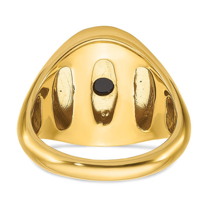 10K Gelbgold Ibgoodman Herren Oval Onyx und Diamant Komplett Ring