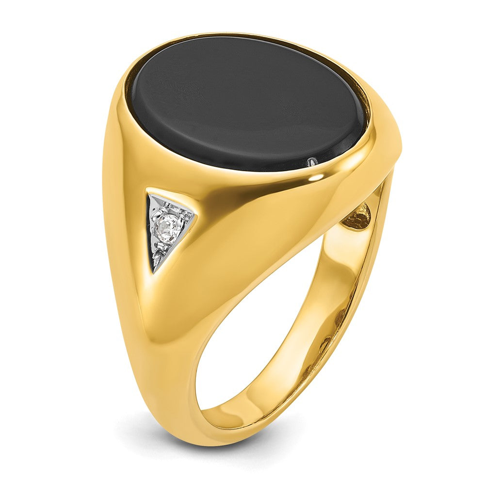10K Gelbgold Ibgoodman Herren Oval Onyx und Diamant Komplett Ring
