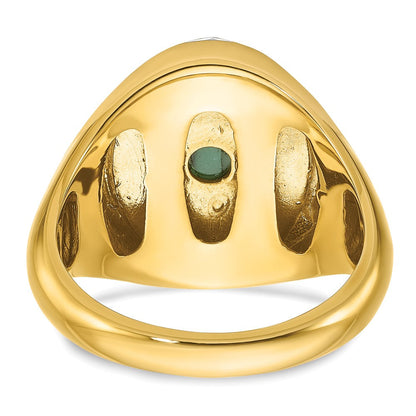 14K Gelbgold Herren Oval Smaragd Doublet Stein und 1/15 Karat Diamant Komplett Ring