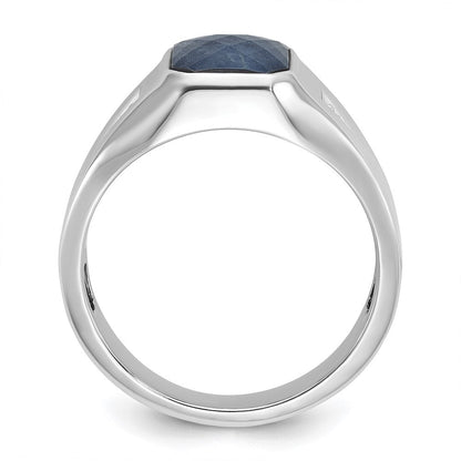 10K Weißgold 10kw Ibgoodman Herren Saphir Doublet Stein und Diamant Komplett Ring