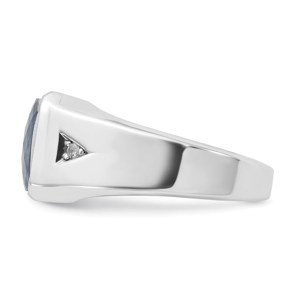 10K Weißgold 10kw Ibgoodman Herren Saphir Doublet Stein und Diamant Komplett Ring