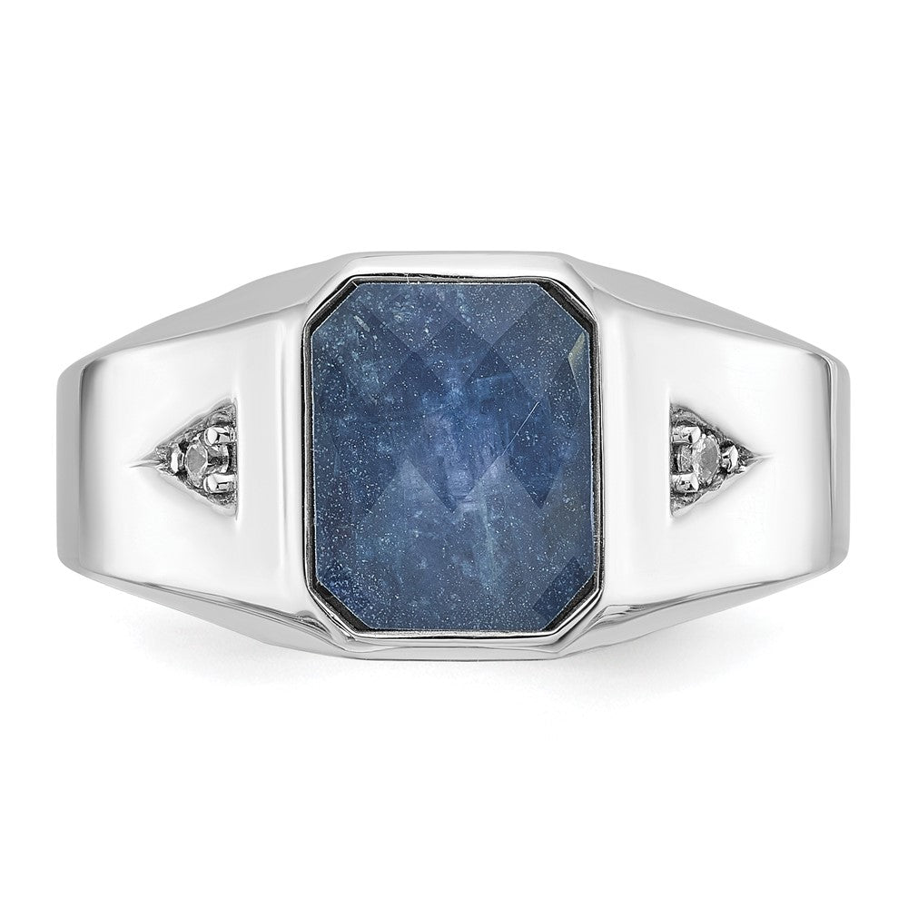 10K Weißgold 10kw Ibgoodman Herren Saphir Doublet Stein und Diamant Komplett Ring