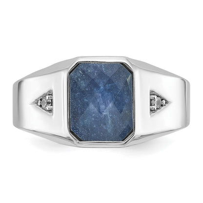 10K Weißgold 10kw Ibgoodman Herren Saphir Doublet Stein und Diamant Komplett Ring