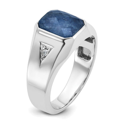 10K Weißgold 10kw Ibgoodman Herren Saphir Doublet Stein und Diamant Komplett Ring