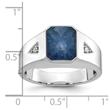 10K Weißgold 10kw Ibgoodman Herren Saphir Doublet Stein und Diamant Komplett Ring