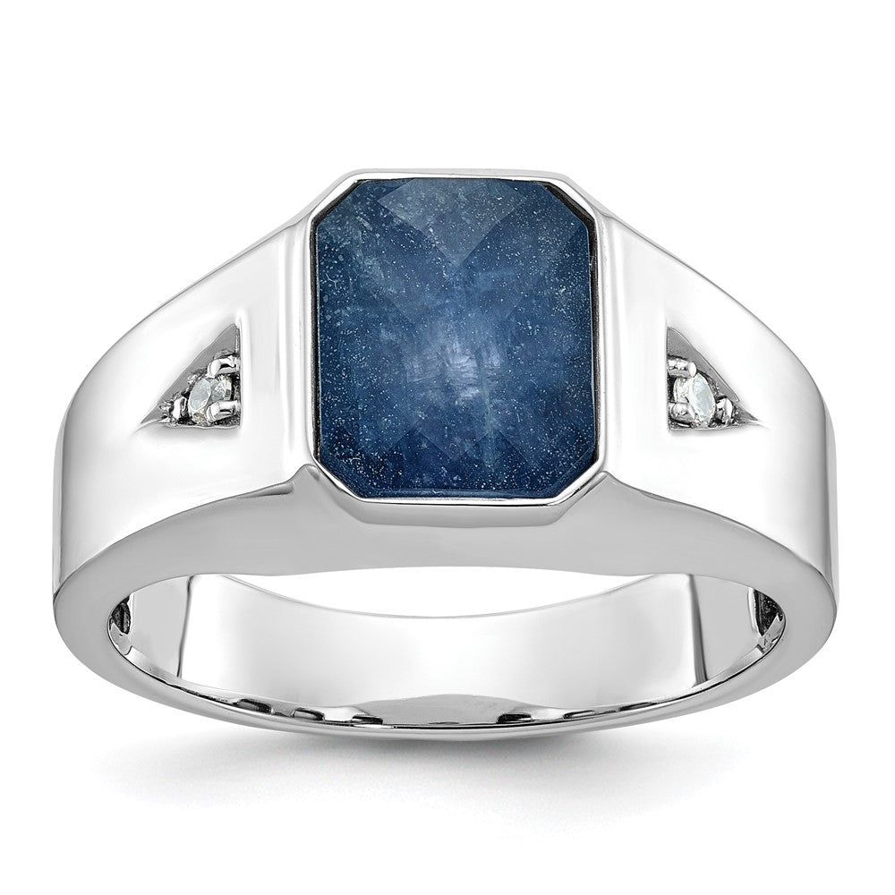 10K Weißgold 10kw Ibgoodman Herren Saphir Doublet Stein und Diamant Komplett Ring