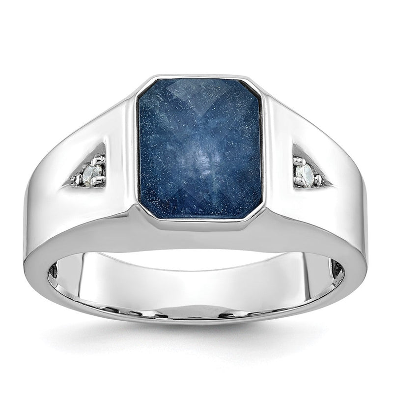 10K Weißgold 10kw Ibgoodman Herren Saphir Doublet Stein und Diamant Komplett Ring