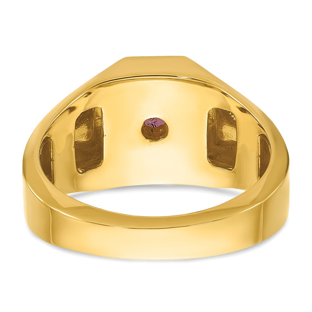 10K Gelbgold Ibgoodman Herren Erzeugt Rubin Doublet Stein und Diamant Komplett Ring