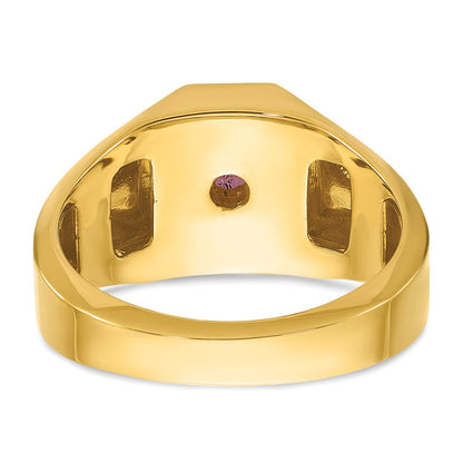 10K Gelbgold Ibgoodman Herren Erzeugt Rubin Doublet Stein und Diamant Komplett Ring