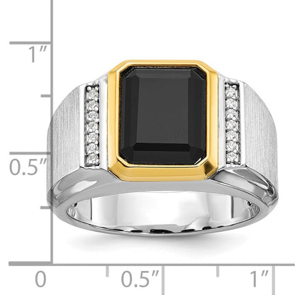 10K Bicolor Ibgoodman Herren Poliert und Satiniert Onyx Diamant Komplett Ring