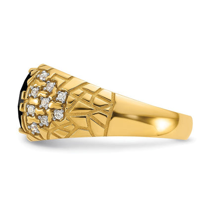 14K Gelbgold 1/4 Ct. Im Labor Gezüchtet Diamant Vs/si+ G+ und Onyx Nugget Herren Ring