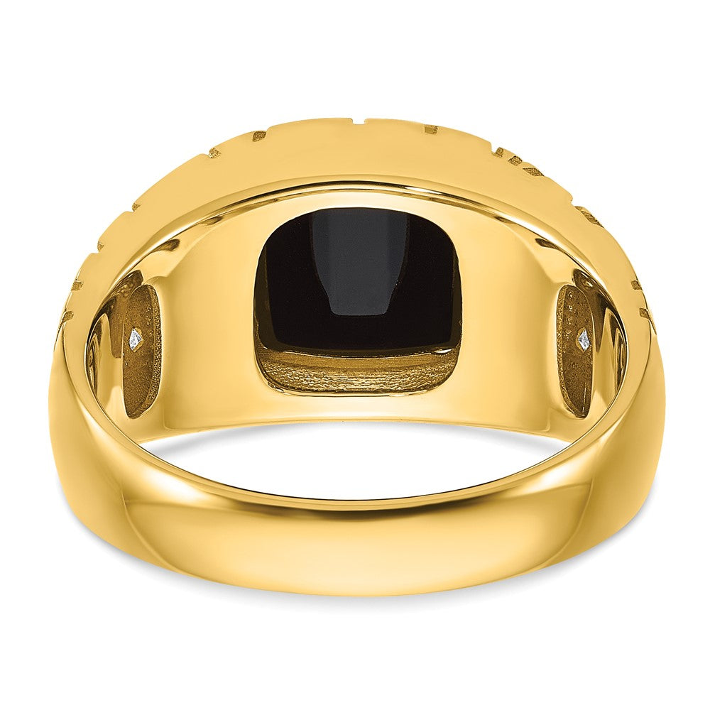 14K Gelbgold 1/4 Ct. Im Labor Gezüchtet Diamant Vs/si+ G+ und Onyx Nugget Herren Ring