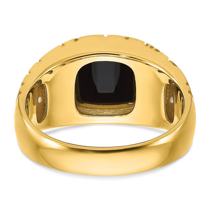 14K Gelbgold 1/4 Ct. Im Labor Gezüchtet Diamant Vs/si+ G+ und Onyx Nugget Herren Ring