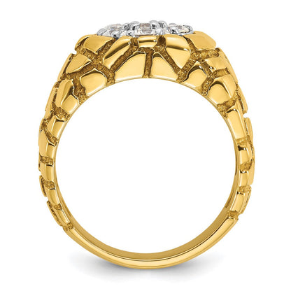 14K Bicolor Gold Herren-Diamant-Nugget-Cluster-Ring mit 1K, komplett besetzt