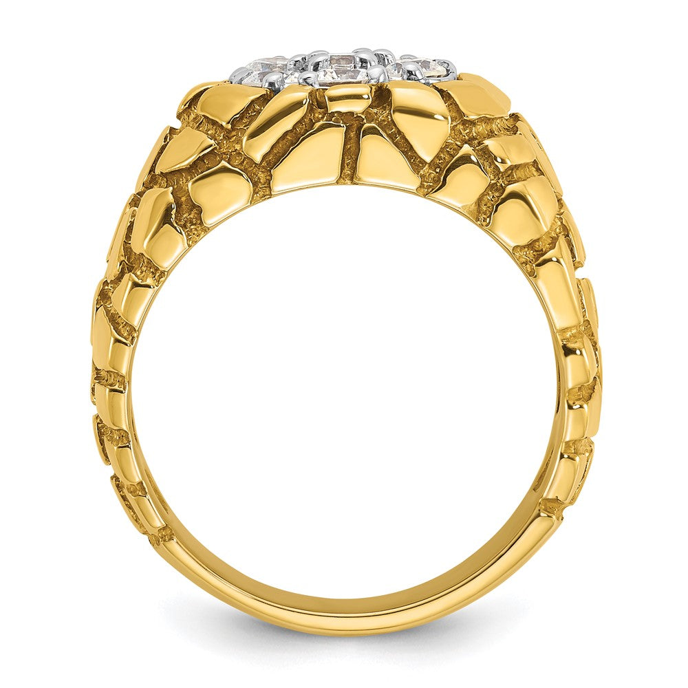 14K Bicolor Ring mit 1 ct. im Nugget-Cluster-Design, texturiert, Laborgezüchteter Diamant, VS/SI+, G+, für Herren