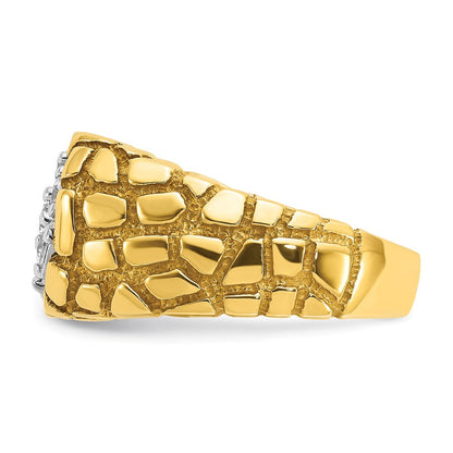 14K Bicolor Gold Herren-Diamant-Nugget-Cluster-Ring mit 1K, komplett besetzt