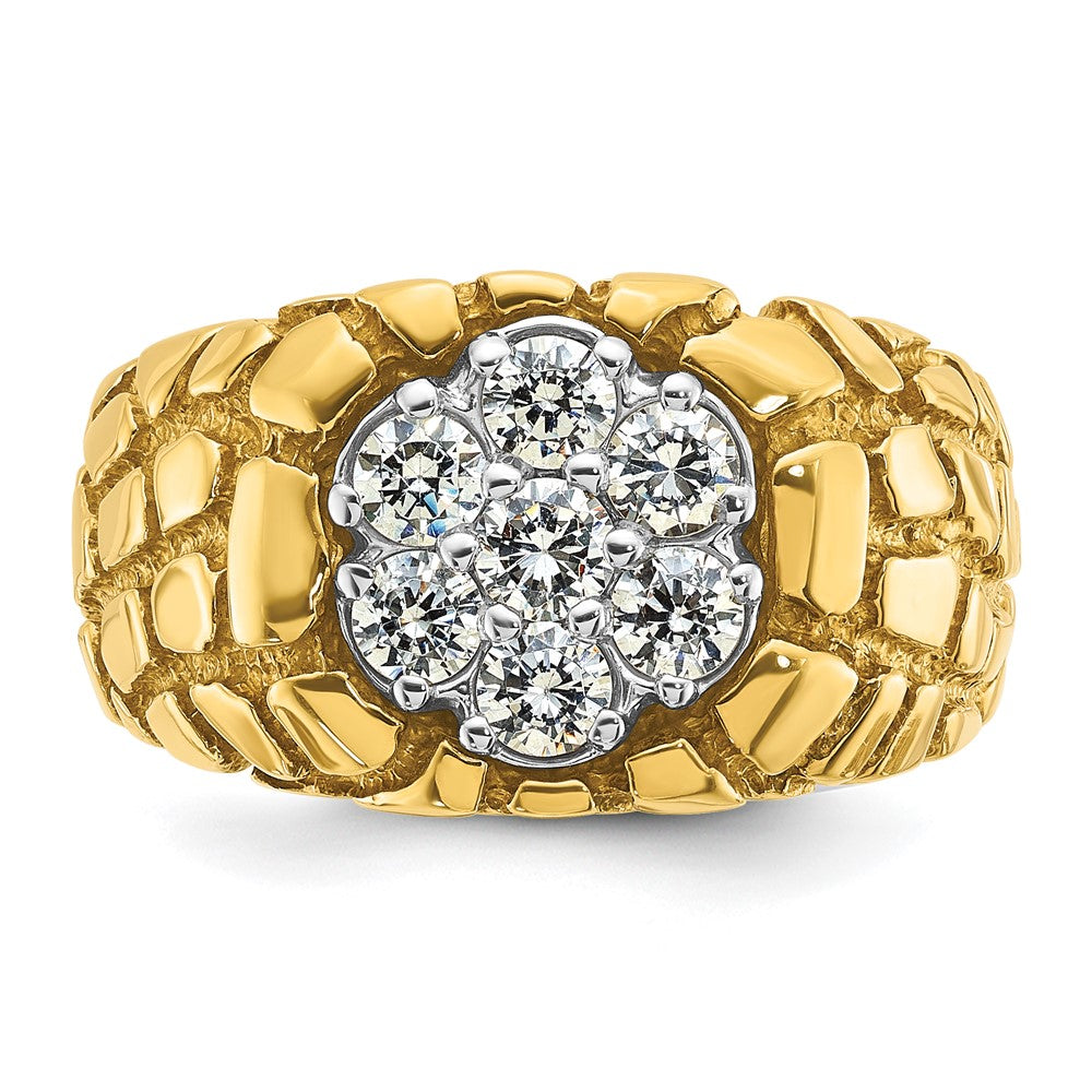 14K Bicolor Ring mit 1 ct. im Nugget-Cluster-Design, texturiert, Laborgezüchteter Diamant, VS/SI+, G+, für Herren