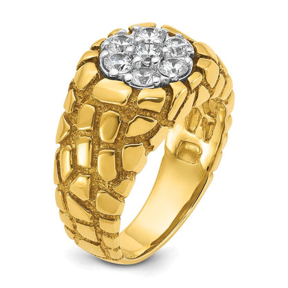 14K Bicolor Gold Herren-Diamant-Nugget-Cluster-Ring mit 1K, komplett besetzt
