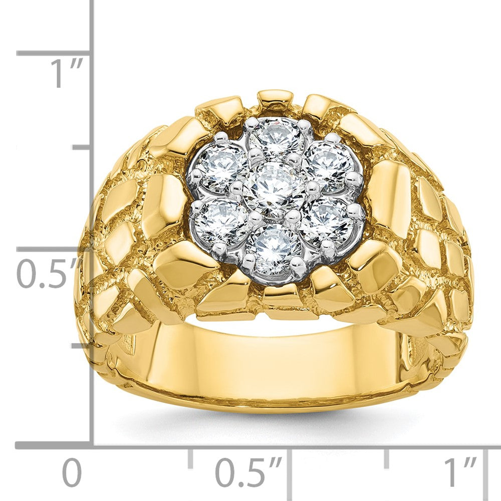 14K Bicolor Gold Herren-Diamant-Nugget-Cluster-Ring mit 1K, komplett besetzt