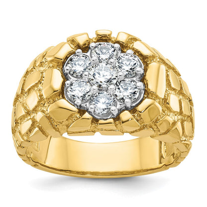 14K Bicolor Gold Herren-Diamant-Nugget-Cluster-Ring mit 1K, komplett besetzt