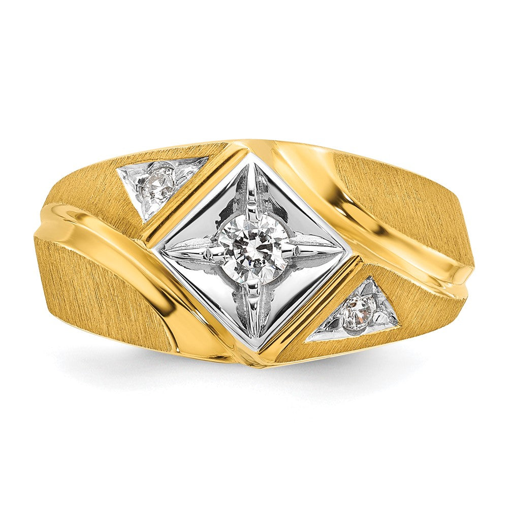 10K Bicolor Ibgoodman Herren Poliert und Satiniert Diamant Komplett Ring