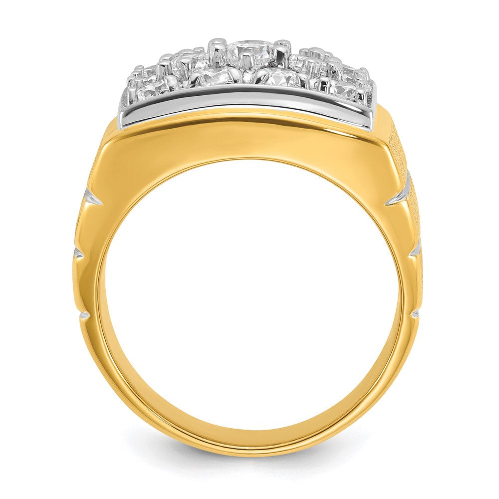 14K Bicolor mit Weißrhodium 1,875 ct. Labor-gewachsener Diamant VS/SI+ G+ polierter und satinierter Cluster-Ring mit Rillen für Herren
