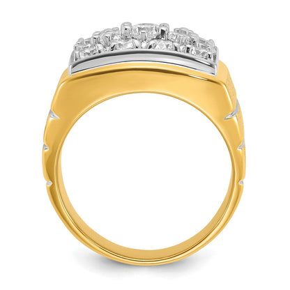 14K Bicolor mit Weißrhodium 1,875 ct. Labor-gewachsener Diamant VS/SI+ G+ polierter und satinierter Cluster-Ring mit Rillen für Herren
