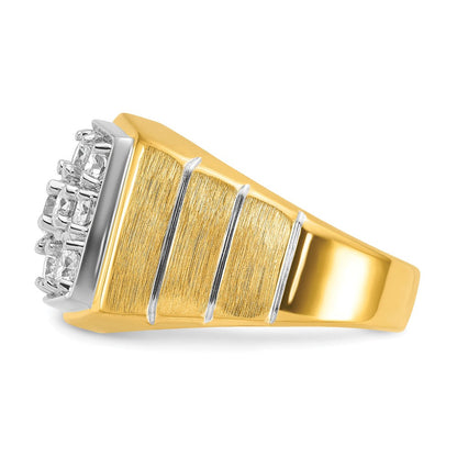 14K Bicolor mit Weißrhodium 1,875 ct. Labor-gewachsener Diamant VS/SI+ G+ polierter und satinierter Cluster-Ring mit Rillen für Herren