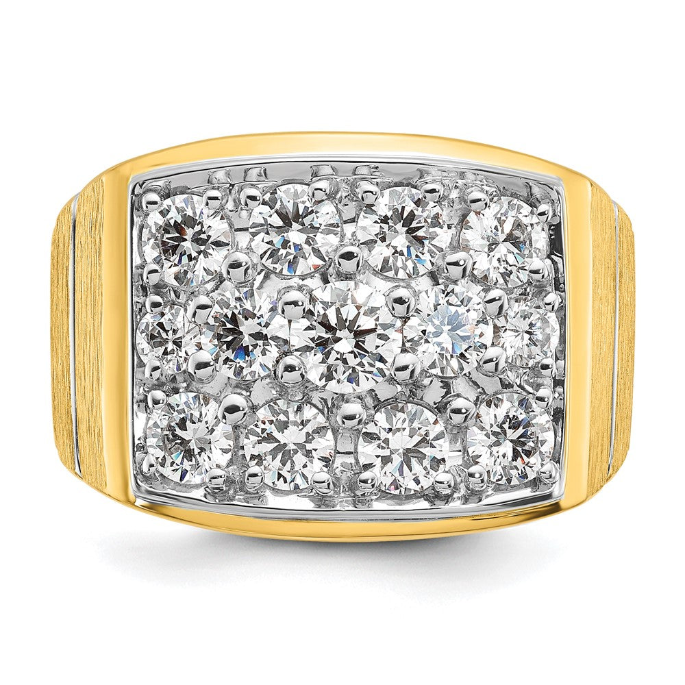 14K Bicolor mit Weißrhodium 1,875 ct. Labor-gewachsener Diamant VS/SI+ G+ polierter und satinierter Cluster-Ring mit Rillen für Herren