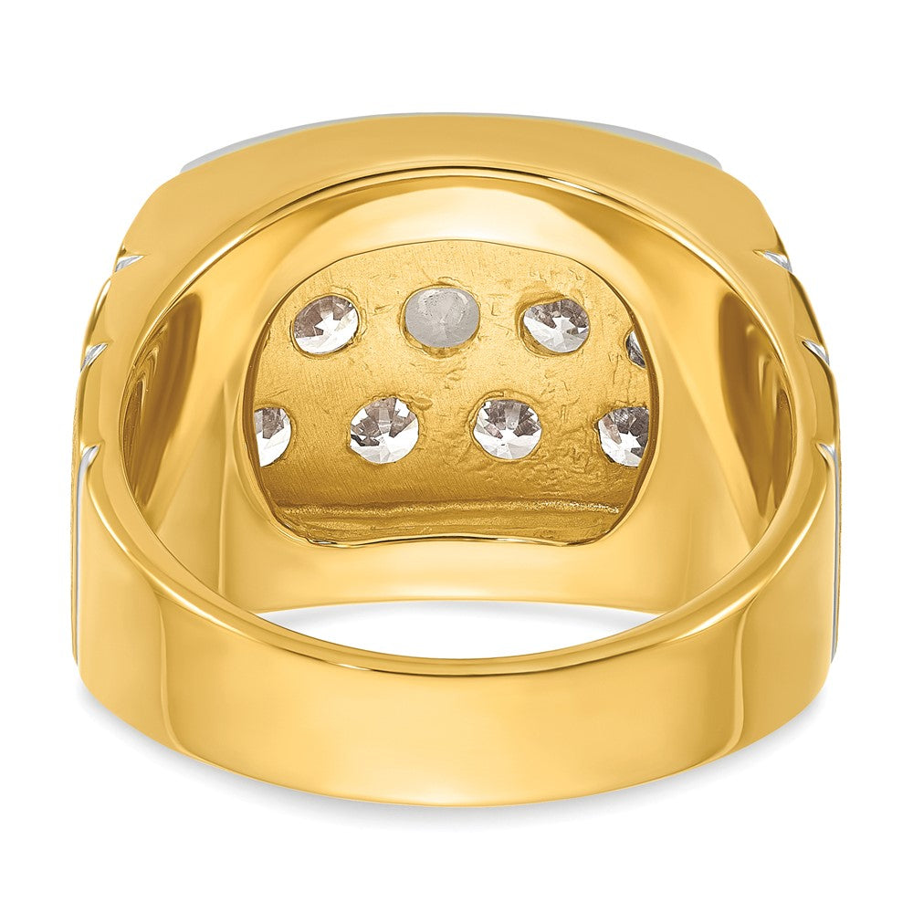 14K Bicolor mit Weißrhodium 1,875 ct. Labor-gewachsener Diamant VS/SI+ G+ polierter und satinierter Cluster-Ring mit Rillen für Herren
