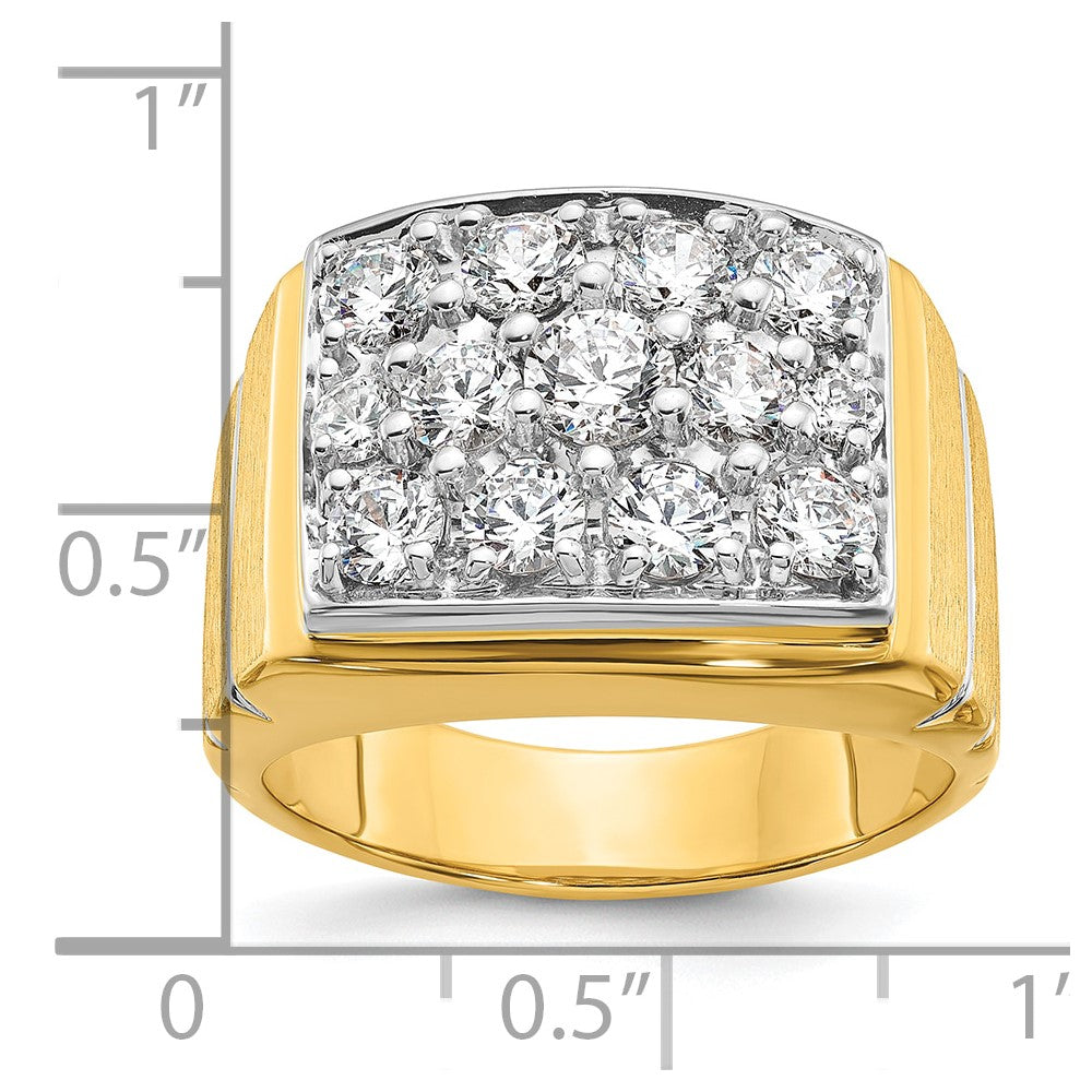 14K Bicolor mit Weißrhodium 1,875 ct. Labor-gewachsener Diamant VS/SI+ G+ polierter und satinierter Cluster-Ring mit Rillen für Herren