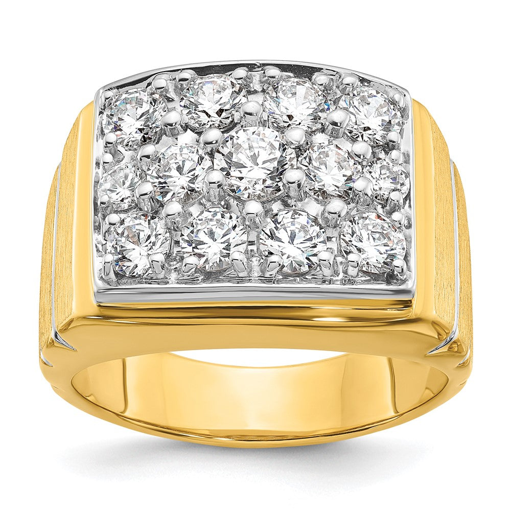 14K Bicolor mit Weißrhodium 1,875 ct. Labor-gewachsener Diamant VS/SI+ G+ polierter und satinierter Cluster-Ring mit Rillen für Herren