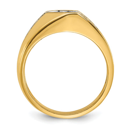 14K Gelbgold Herren Ring poliert und satiniert mit 1K Diamant, komplett