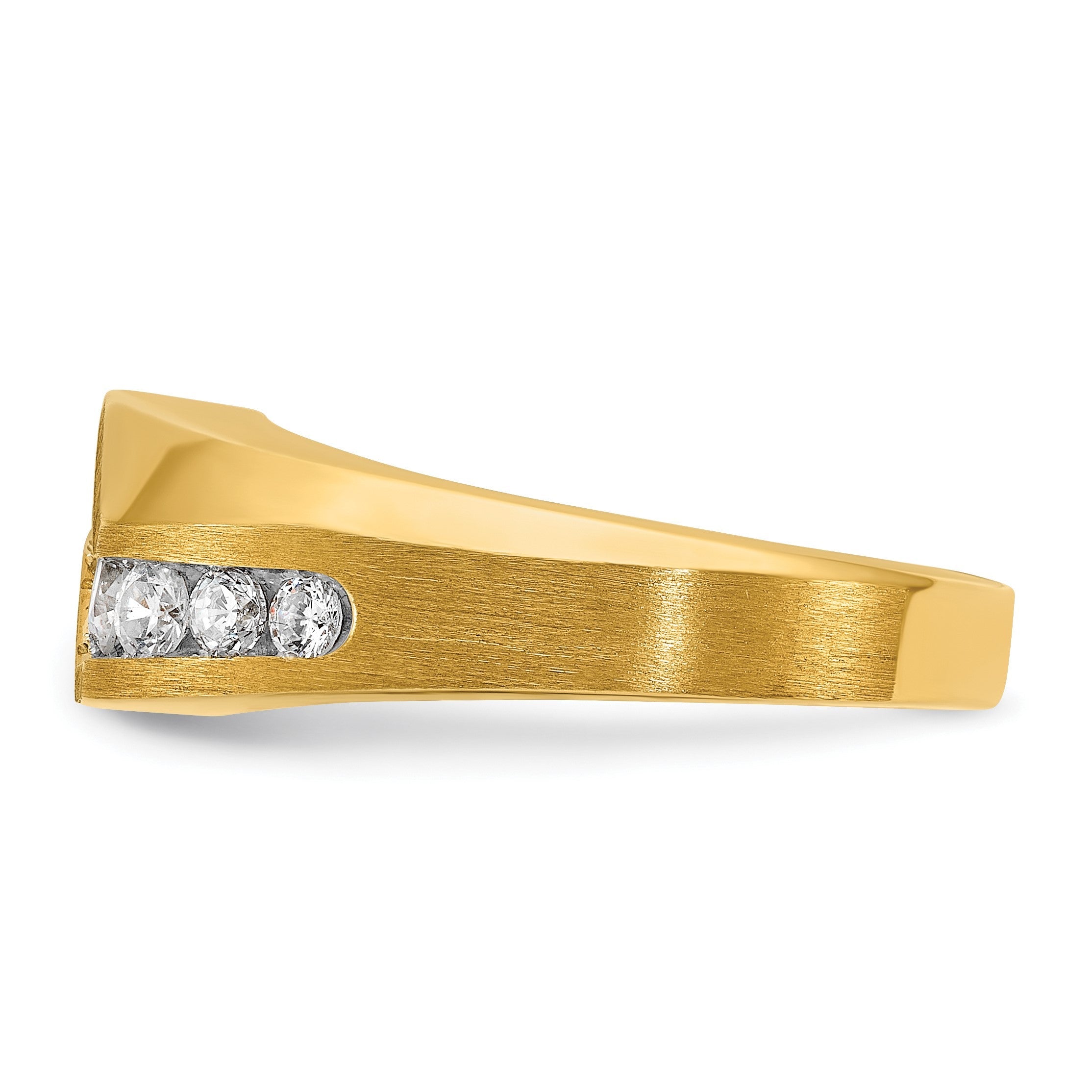 14K Gelbgold Herren Ring poliert und satiniert mit 1K Diamant, komplett