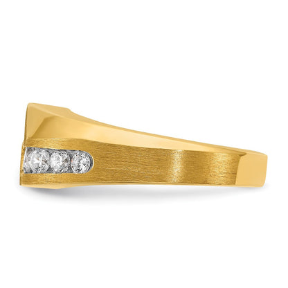 14K Gelbgold Herren Ring poliert und satiniert mit 1K Diamant, komplett