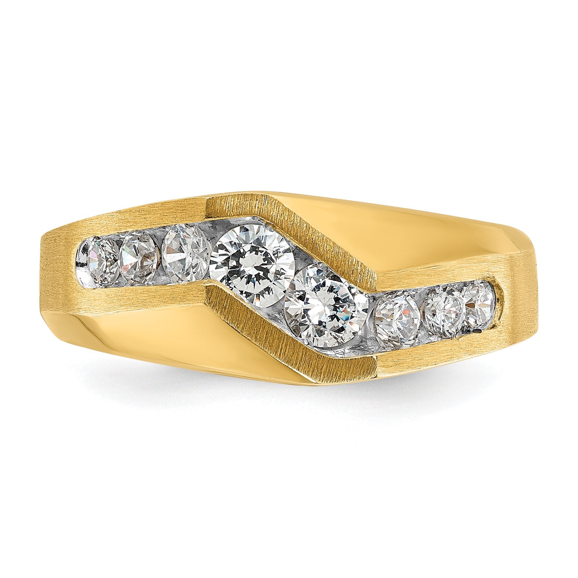 14K Gelbgold Herren Ring poliert und satiniert mit 1K Diamant, komplett