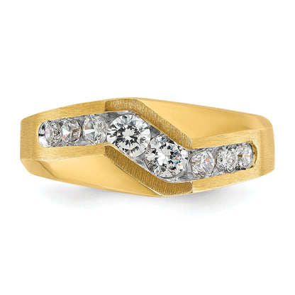 14K Gelbgold Herren Ring poliert und satiniert mit 1K Diamant, komplett