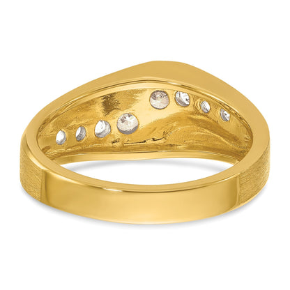 14K Gelbgold Herren Ring poliert und satiniert mit 1K Diamant, komplett