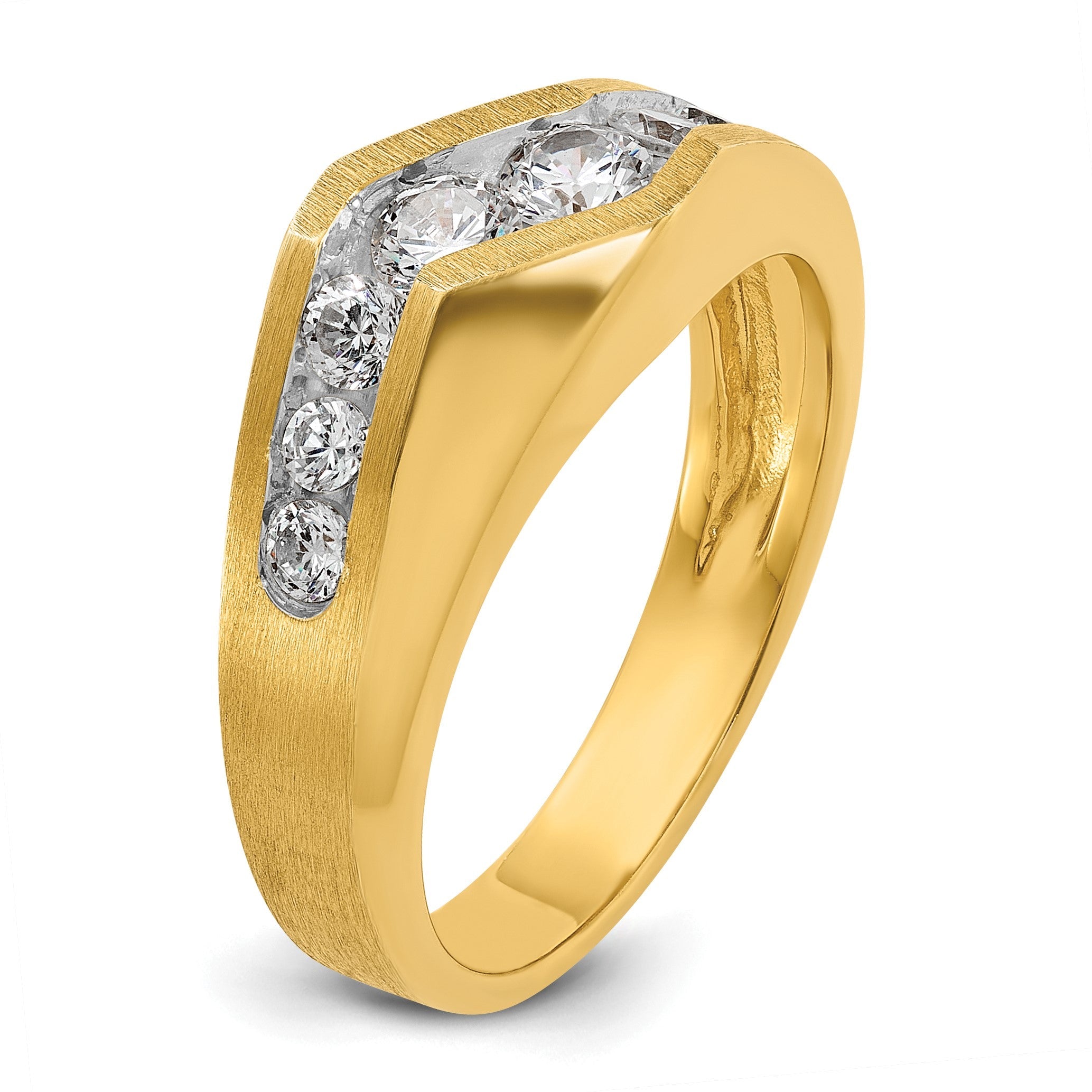 14K Gelbgold Herren Ring poliert und satiniert mit 1K Diamant, komplett