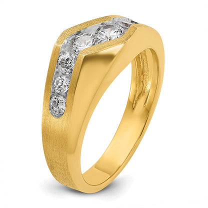 14K Gelbgold Herren Ring poliert und satiniert mit 1K Diamant, komplett
