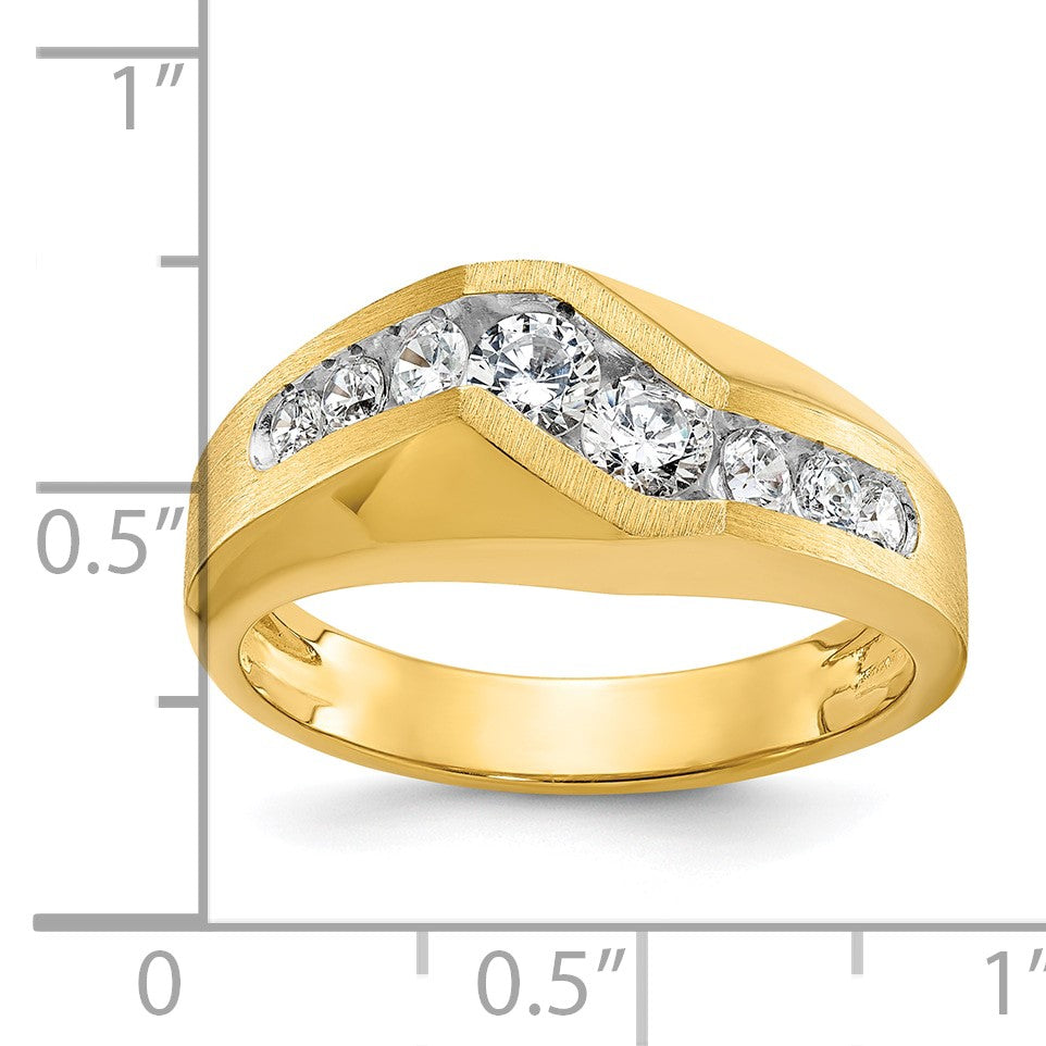 14K Gelbgold Herren Ring poliert und satiniert mit 1K Diamant, komplett