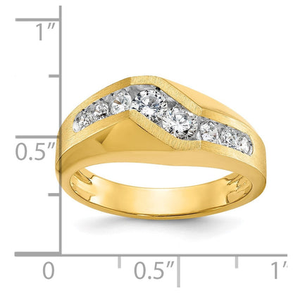 14K Gelbgold Herren Ring poliert und satiniert mit 1K Diamant, komplett